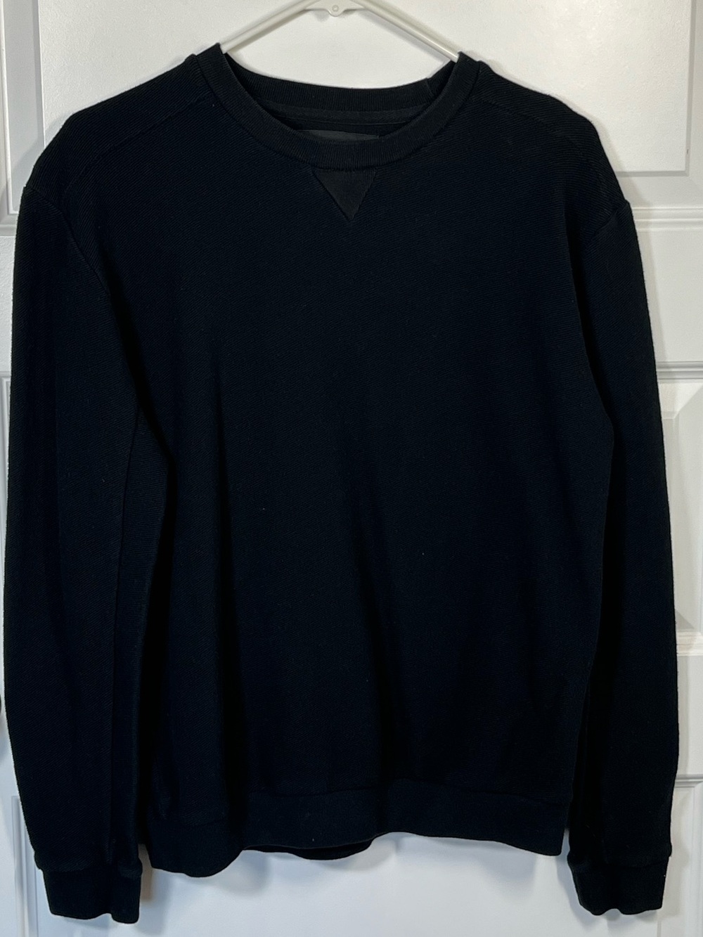 Zara Essentials Mens M Black Textured Cotton Crewneck Sweatshirt
